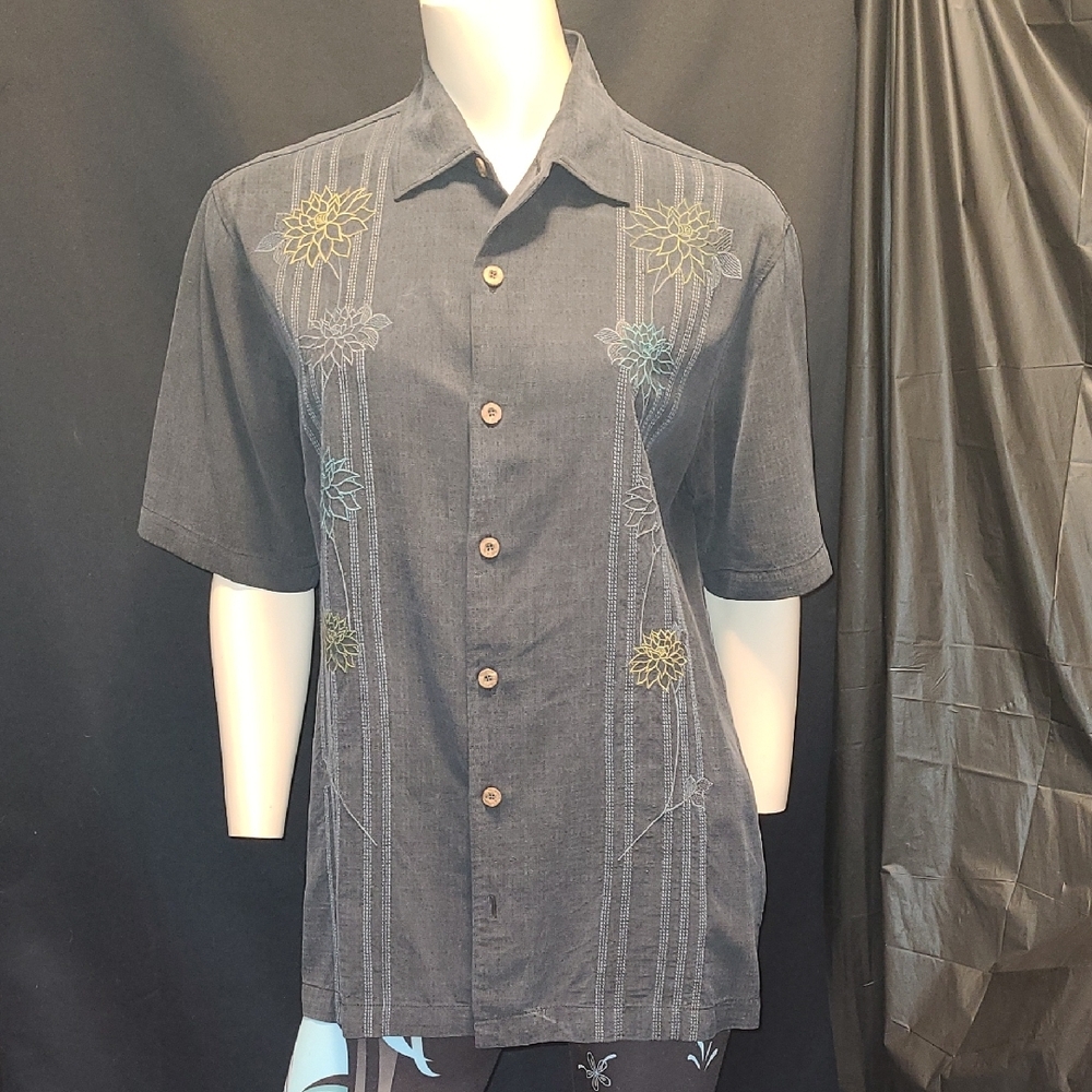 Tommy Bahama Black Embroidered Casual Shirt